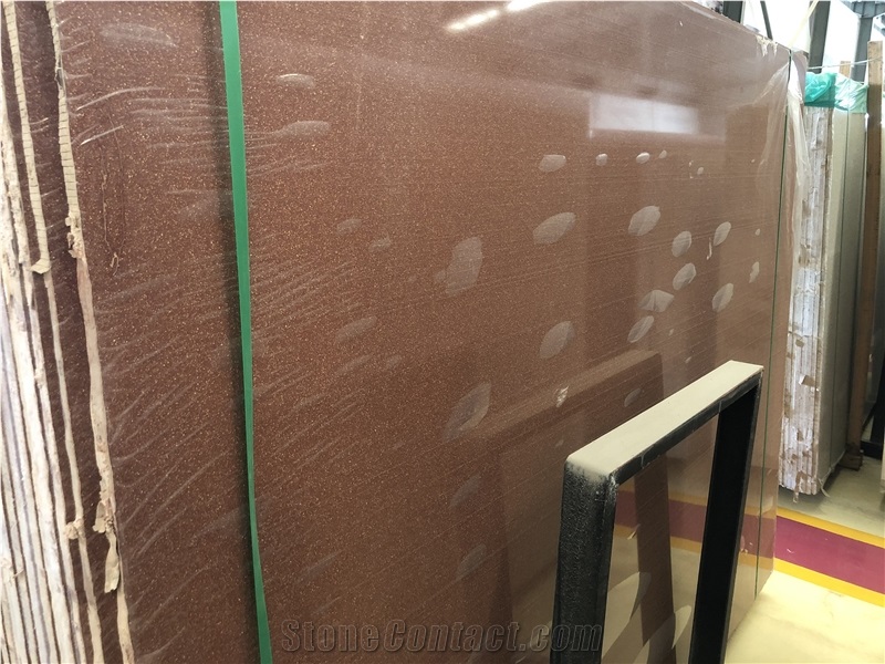 Inorganic Cement Red Terrazzo Polished Slabs